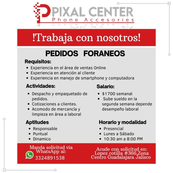 Pixal center Pedidos Foráneos