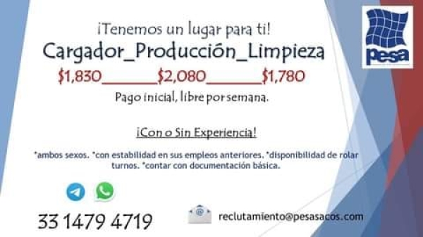 Operador de Producción y Otras Vacantes