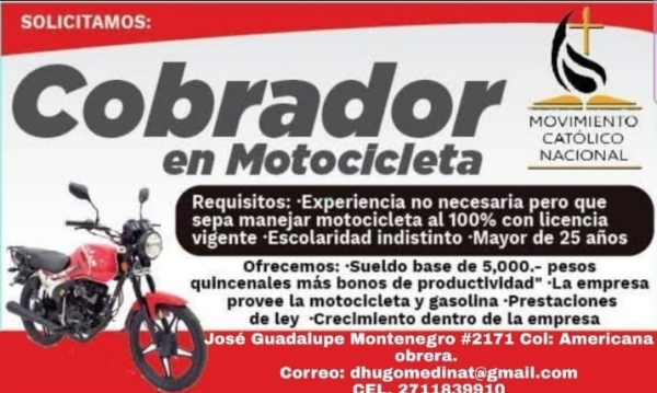 Cobrador en Motocicleta