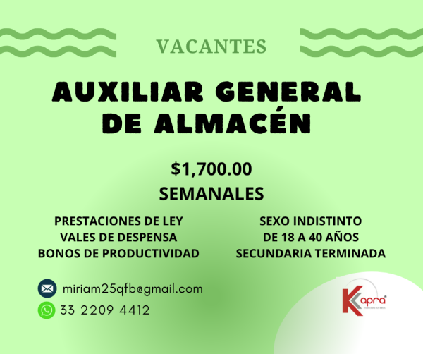 AUXILIAR GENERAL DE ALMACÉN